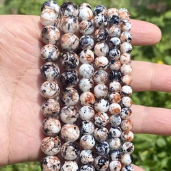 6 8 10mm Natural Stone Brown Black Crystals Round Loose Spacer Beads For Jewelry DIY Bracelet Necklace Making Accessories 15”