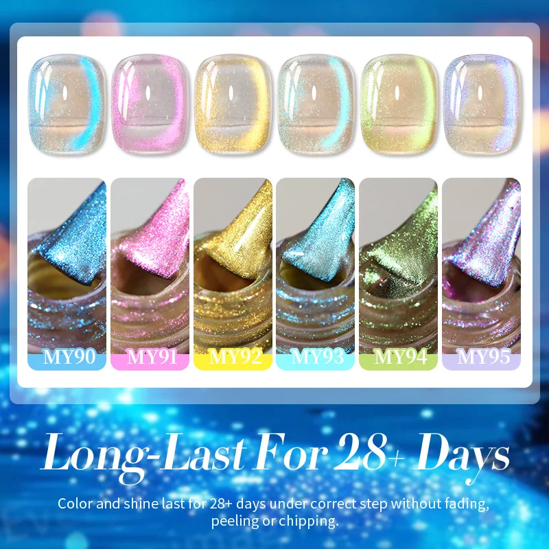 BORN PRETTY 10ml Auroras Blue Cat Magnetic Gel Nail Polish Shining Glimmer Fairy Crystal Magnetic Gel Polish for Summer Nail DIY