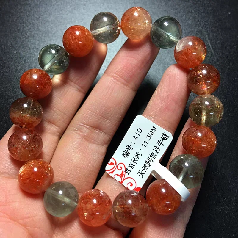 sunstone laranja natural para mulheres quartzo morango pulseira heliolita contas redondas claras joias coracao pulseira arusha aaaaaa 105 mm 01