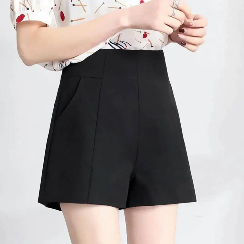 

Lady Commute Shorts Stylish Plus Size Women's Summer Shorts with High Waist Hidden Zipper Closure Side Pockets for Commuting