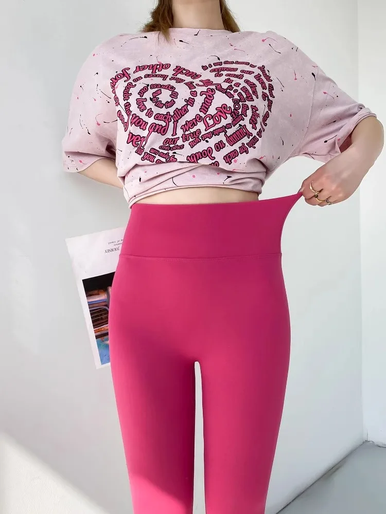 Wysokie w pasie, cienkie spodnie z imitacji skóry damskie, letnie, dopasowane, do jogi, oddychające, modelujące brzuch, codzienne legginsy.