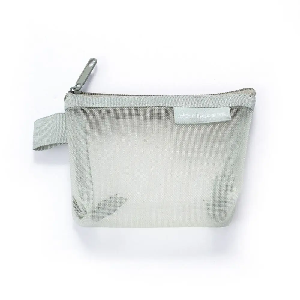 Change Storage Bag Clear Mesh Bag Small Item Bag Data Cable Storage Bag Mini Coin Purse Solid Color Lipstick Cosmetic Bag
