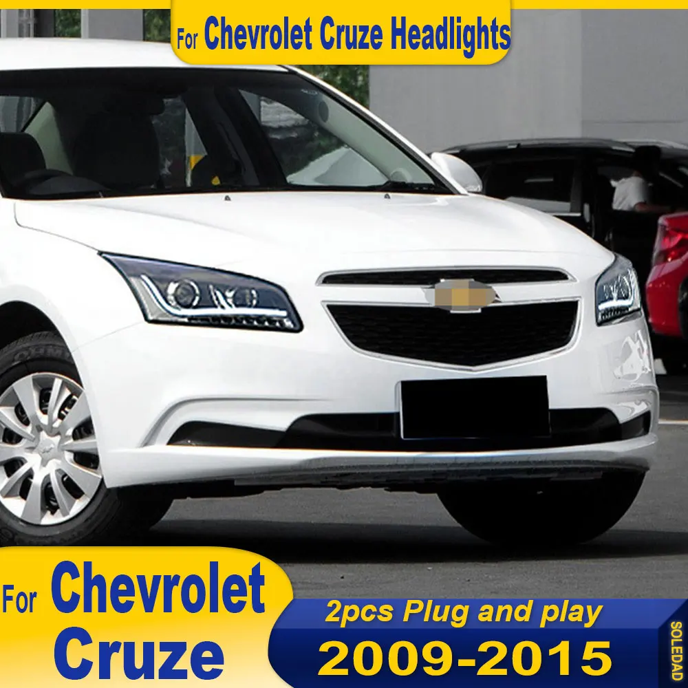 

Пара автомобильных фар для Chevrolet Cruze 2009 2010 2011 2012 2013 2014 2015 в сборе, модифицированная линза, ксеноновая лампа, светодиодная фара DRL