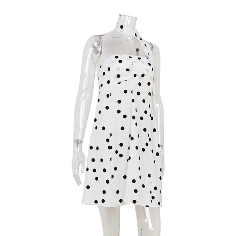 New Dresses For Woman Tube Top Dress Loose Backless Fashion Polka Dot Print Contrast Sleeveless Vestidos Temperament Elegant