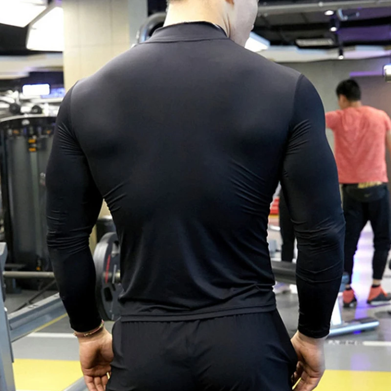 Pop New Summer Gym Breathable T Shirt Men Quick Drying Jogging TShirt Men Training Tees Fitness Tops Running Long Sleeve T-shirt