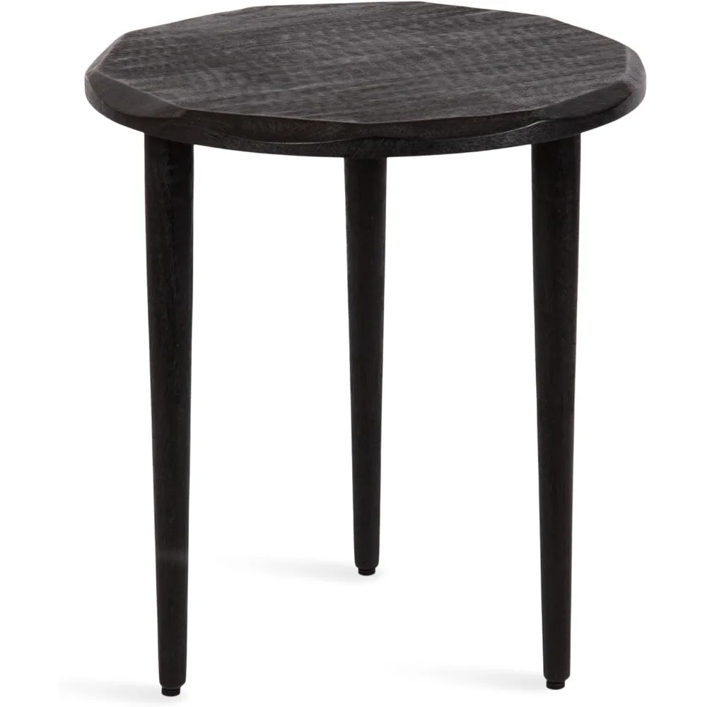 

Современный круглый деревянный столик, 18 x 18 x 20, черный, массив дерева с текстурированной столешницей