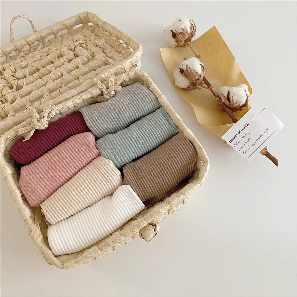 Baby Girl Legging Cotton Baby Boys Ribbed Leggings Striped Baby Pants Children Casual Trousers Newborn Clothes Spring Autumn
