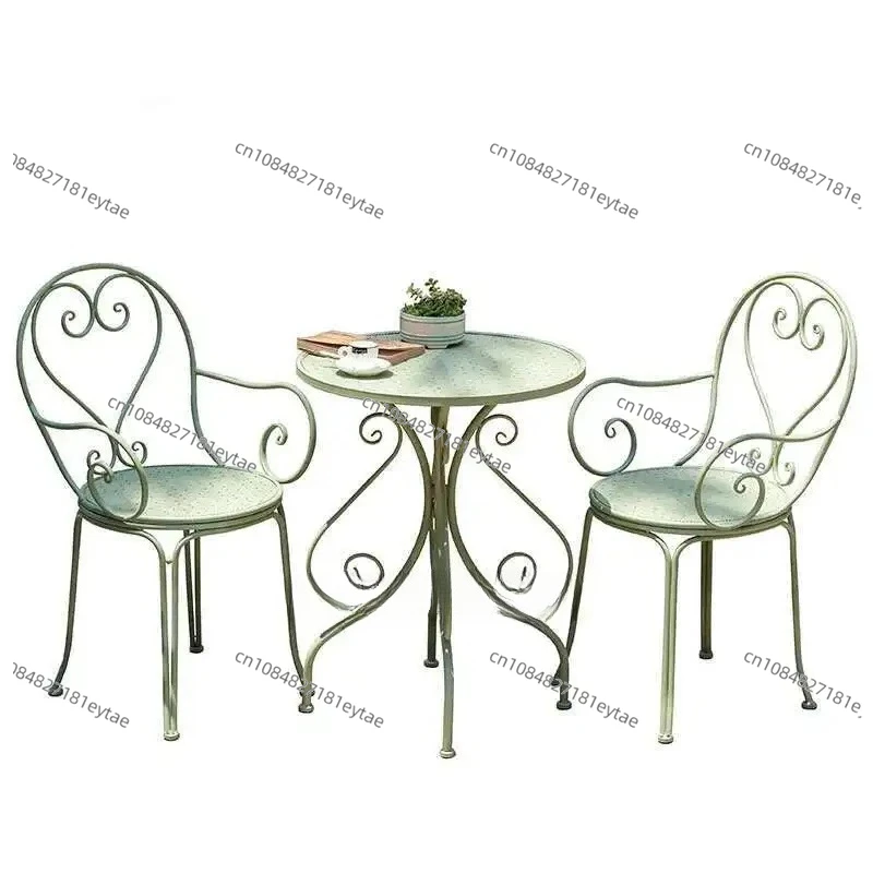 Conjunto europeu de móveis para pátio ao ar livre, ferro, para casa, jardim, minimalista, varanda, mesa e cadeira ao ar livre