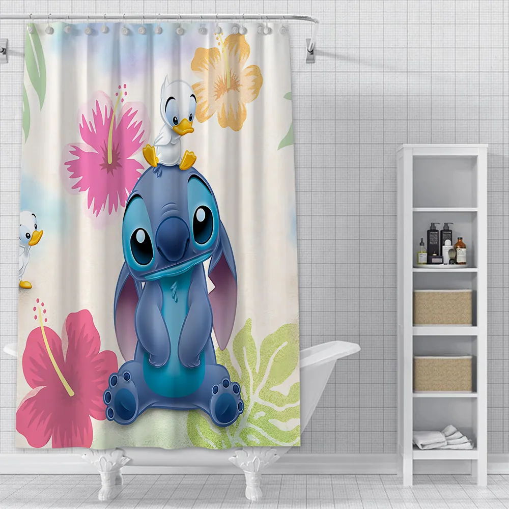 Cartoon S-Stitch Shower Curtain Waterproof Polyester Fabric Paint Colorful Bath Curtains Home Bathroom Decor Curtain With Hook