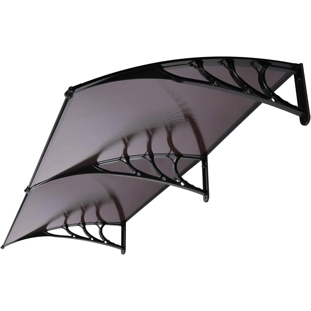 

Polycarbonate Window Door Awning Canopy Brown with Black Bracket 40 Inch x 80 Inch