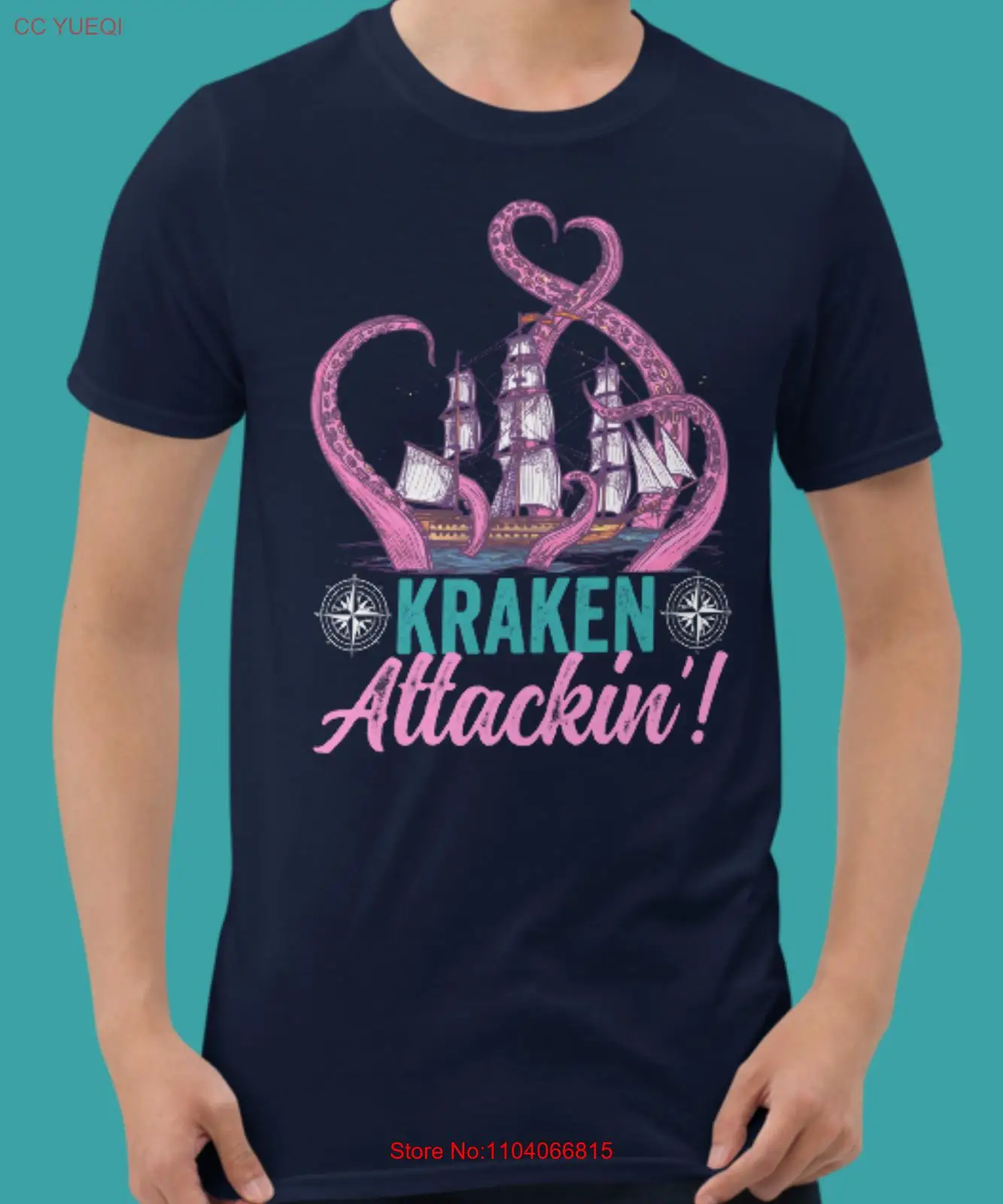 Funny Kraken Attacking Ship Giant Sea Ocean Monster Squid Unisex T-Shirt