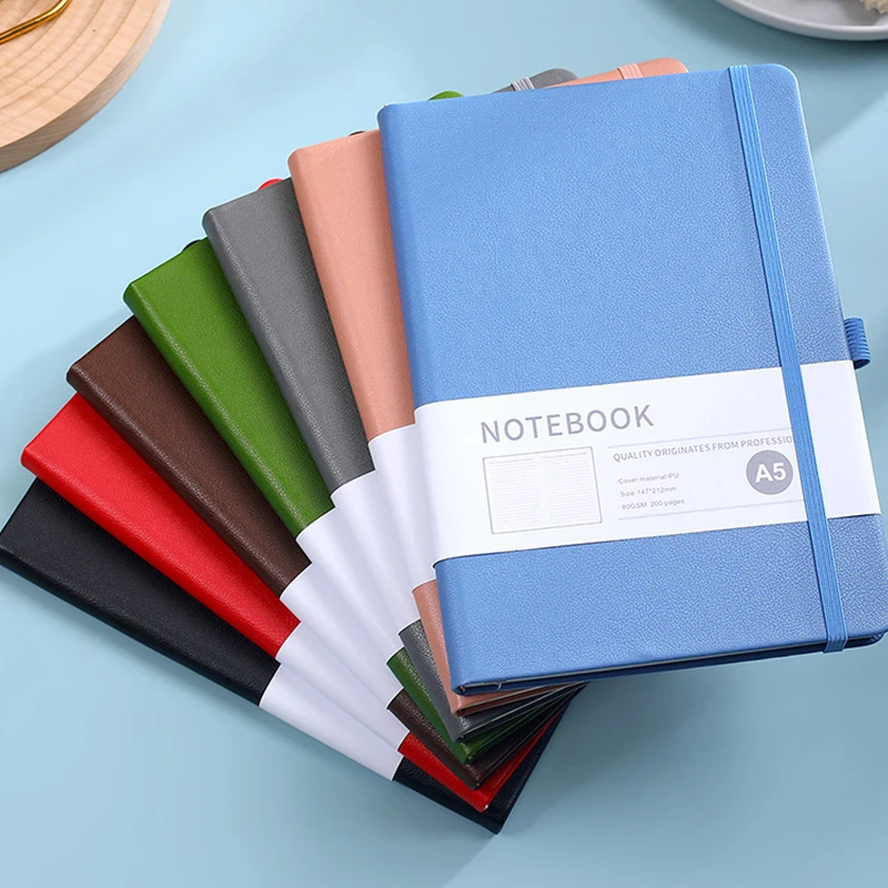 Minimalist Strap Notebook Mini Cute Student Notebook Business Notebook Schedule Book Thickened PU Leather Cover Diary Notebook