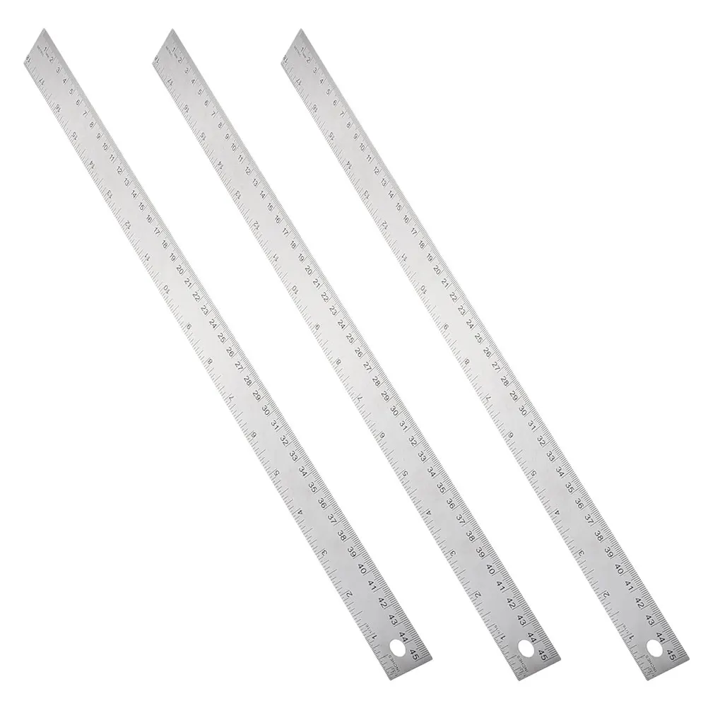 3 Pcs Student Ruler Cork Office Backed Stainless Steel Straight Multi-functional