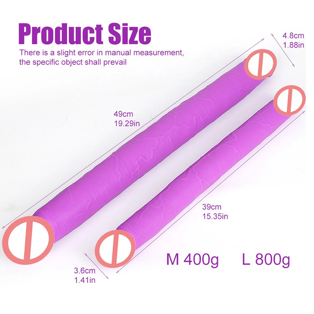 49CM Long Thick Double Dildo Anal Plug Stimulate Vagina Dick Anus Soft Penis Butt Plug Phallus Sex Toys for Gay Lesbian Sex Shop