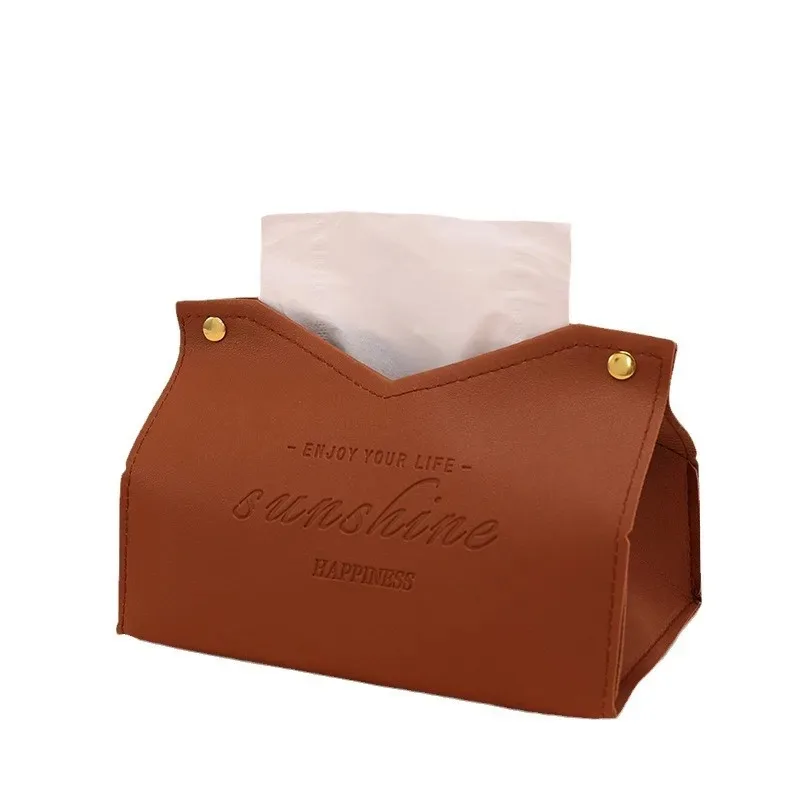 Living Room Dining Room Tissue Box Environmentally Friendly Leather Multi-purpose Solid Color Creative Napkin Storage Box