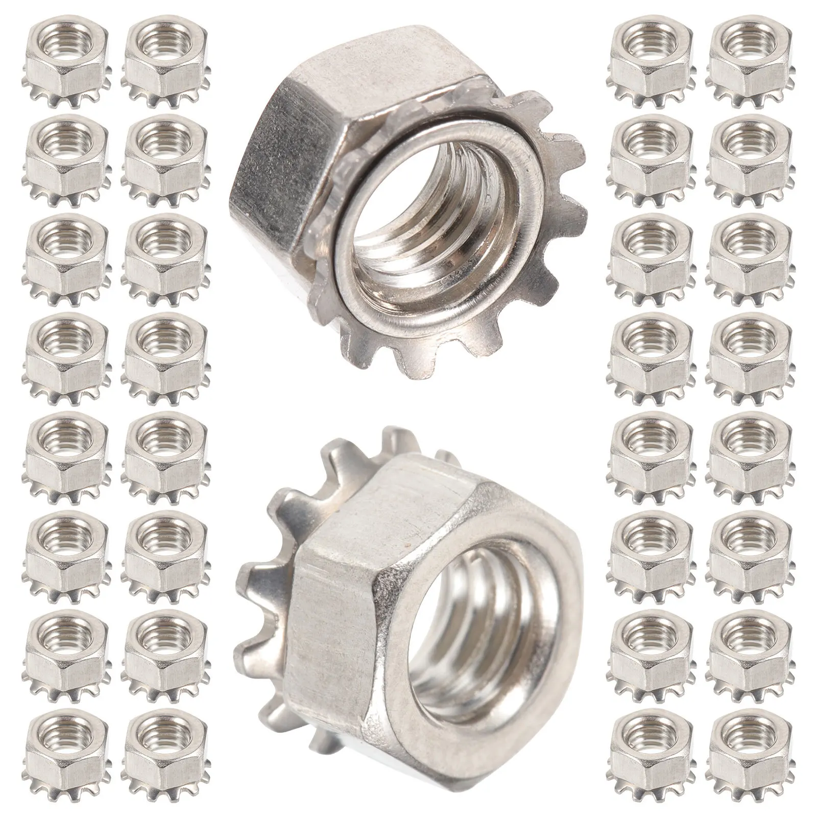 50 قطعة صواميل قفل مسدس M5 الفولاذ المقاوم للصدأ غسالة الأسنان الخارجية مقاومة للحرارة لتقوم بها بنفسك إصلاح جزء المكسرات مع غسالة الأسنان الخارجية #6