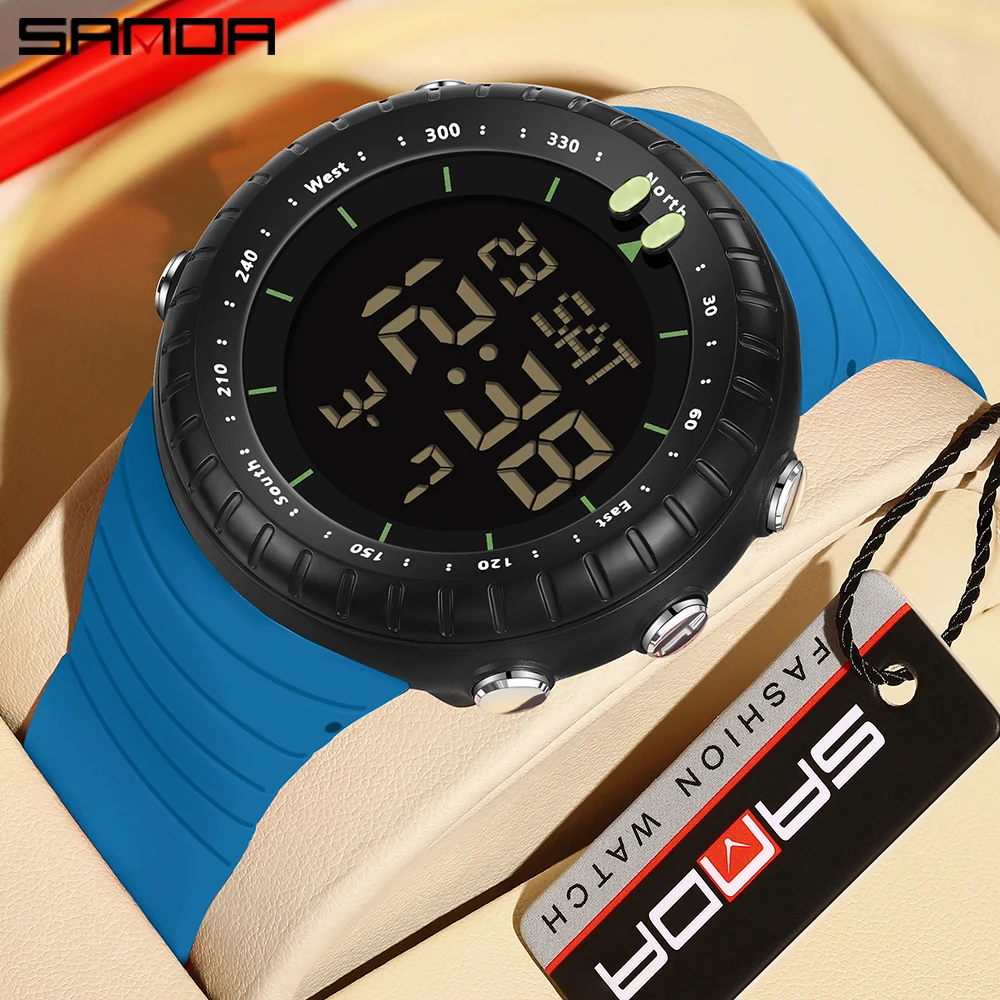 

SANDA 6184 Top Fashion Men's Electronic Watch Multi functional Waterproof Glow Digital Watch Outdoor Sports Men's Watch 2024