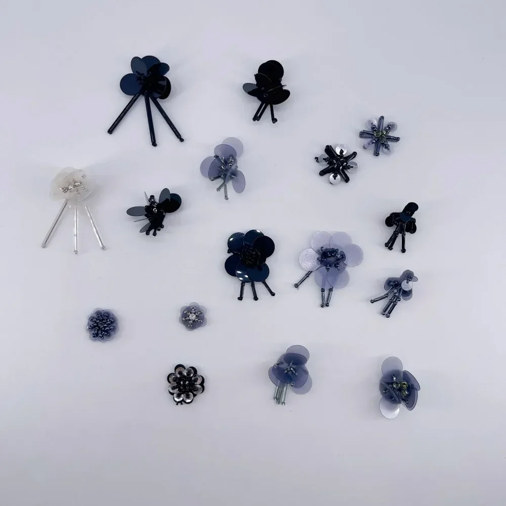 Новые-бусины-модные-черные-серые-блестки-цветочная-сумка-для-одежды-аксессуары-аксессуары-«сделай-сам»