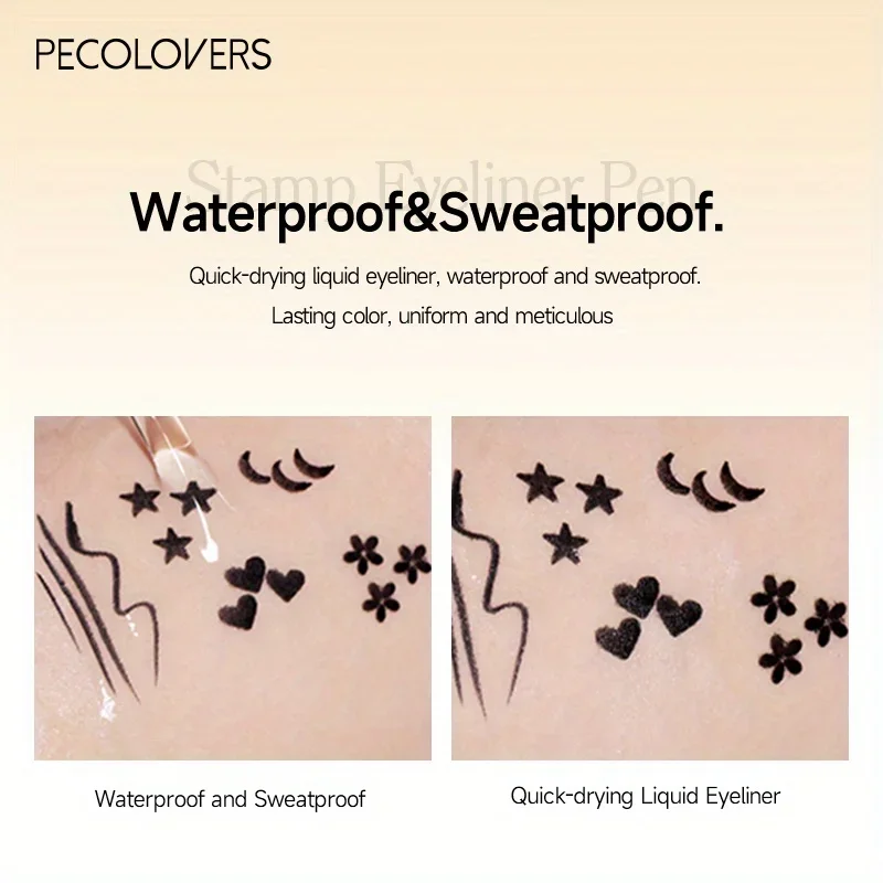 Caneta delineador de dupla face impermeável, caneta delineador líquido preto vermelho, lápis preguiçoso Eye Liner, secagem rápida, 7 estilos