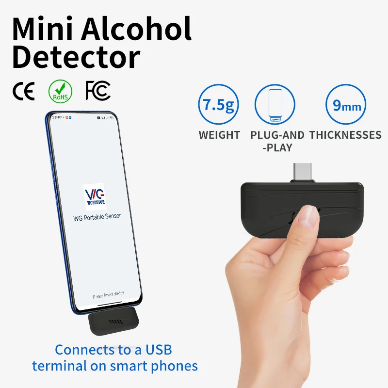 

New Alcohol Detector Exhaled Gas Detection Mini Portable USB Contactless Detector