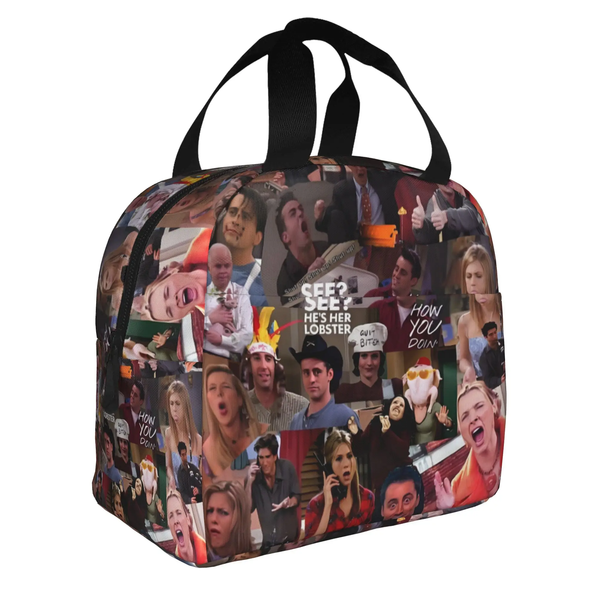 Friends TV Show Portable Lunch Box Women Multifunction Retro Funny Poster Pattern Thermal Cooler Food Insulated Lunch Bag School