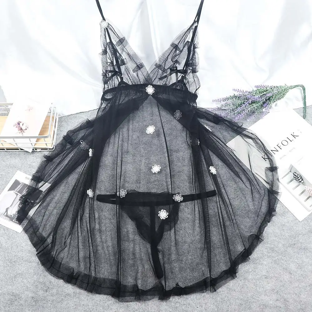 نمط جديد حار بيع الملابس الداخلية الدانتيل الملابس الداخلية ثونغ g-سلسلة نوم أكمام تنورة ثوب النوم الأقواس تنورة #4