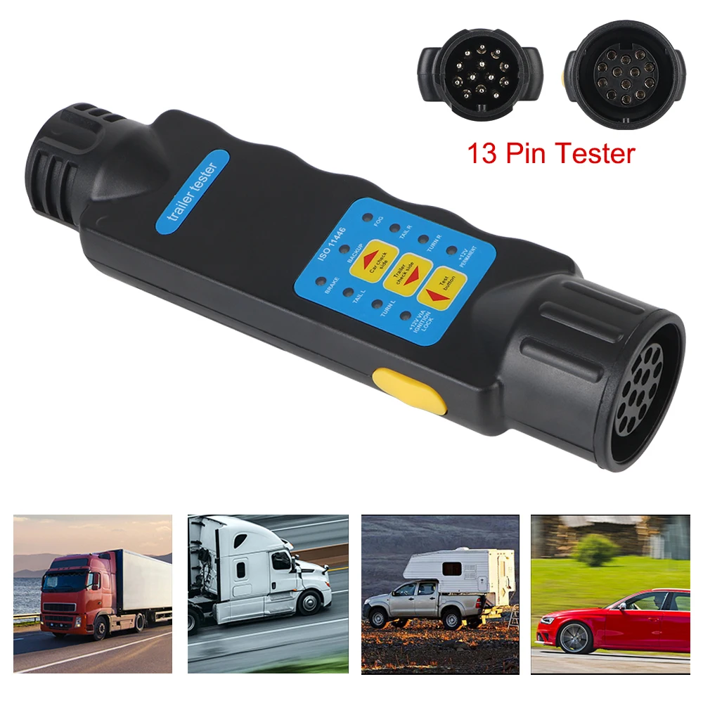 Trailer Plug Socket Tester Wiring Circuit Light Test 12V Diagnostic Tools Car Truck Caravan Accessories Universal 13 Pin