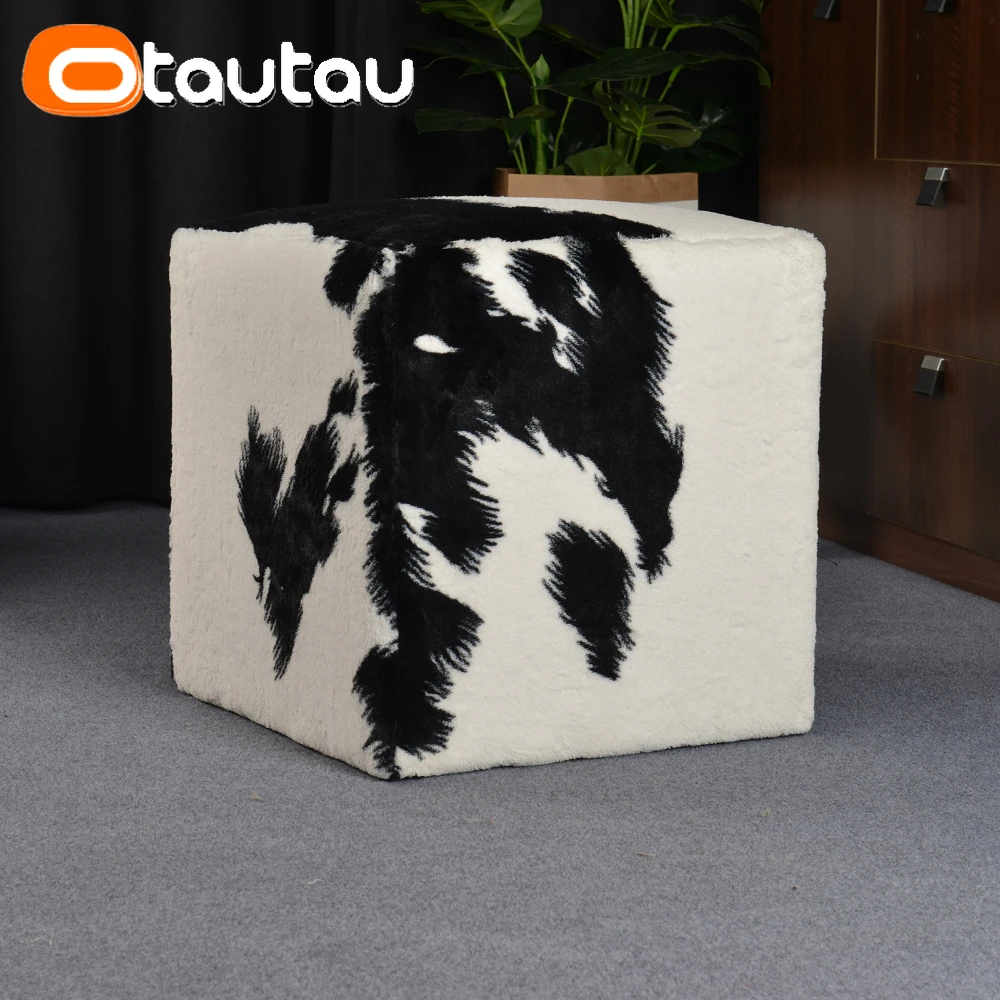 OTAUTAU Faux Fur Pouf Cover JD035【No Filler Inside! You Need To Buy Filler By Yourself !】
