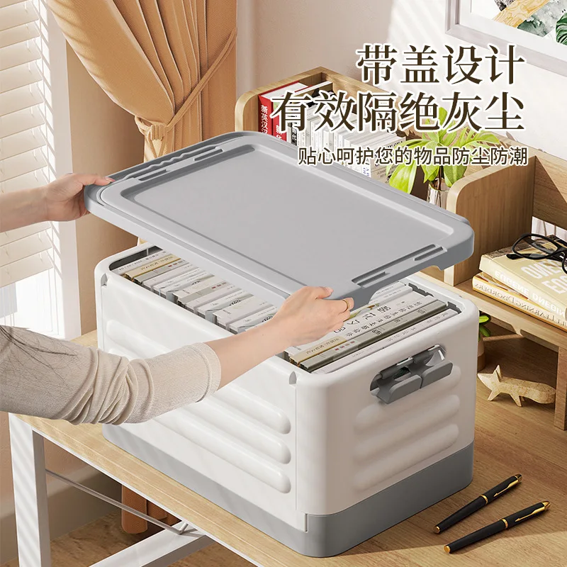 Foldable Storage Box with Wheels and Telescopic Handle Large Capacity Under Bed Organizer for Clothes Toys Books