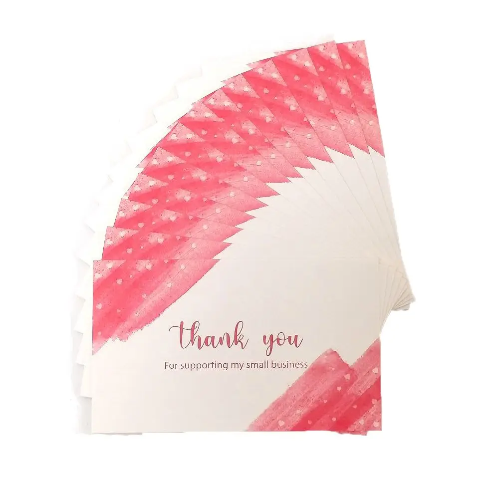 Pink Watercolor Package Insert Greenery Leaves For Supporting My Small Business Thank You Cards Greeting Appreciation Cardstock