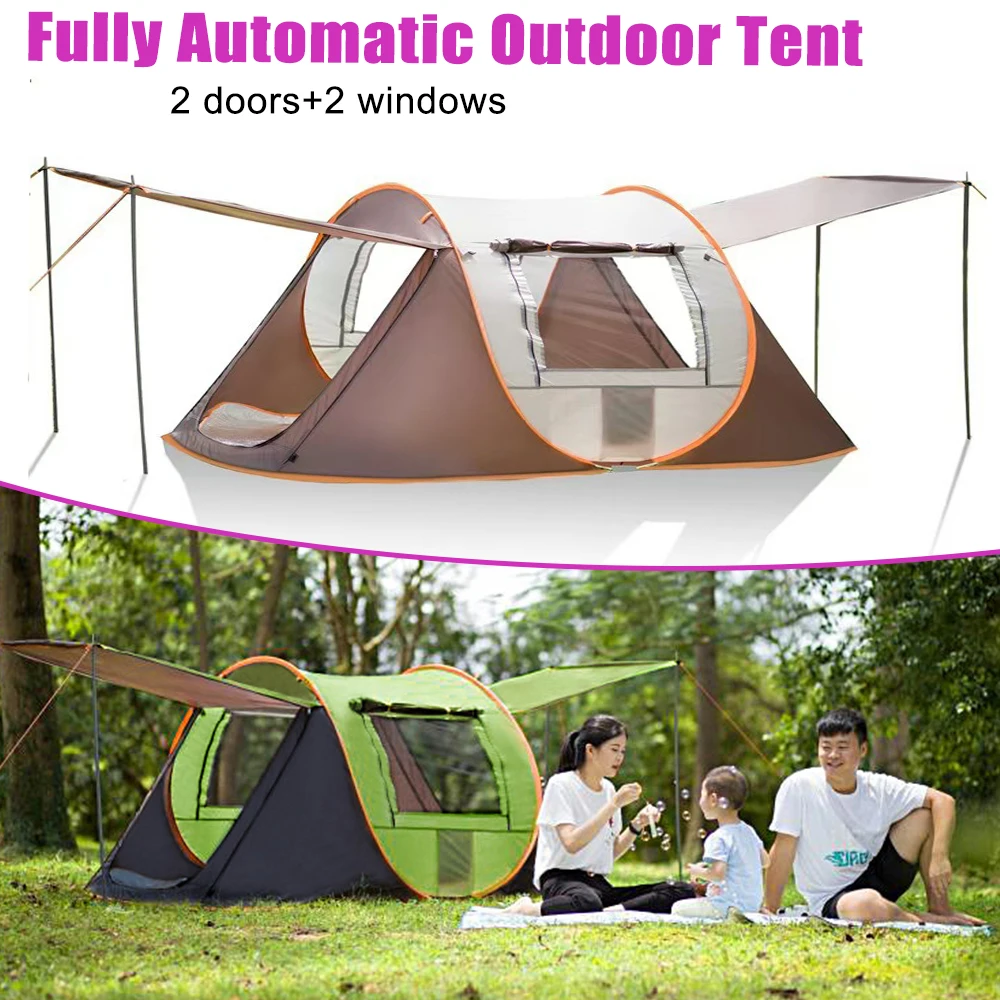 Pop Up Camping Tent 5- 8 / Person 3 -4 Person 2 Door 2 Mesh Window Sunshade Rainproof Windproof Family Boat Instant Setup