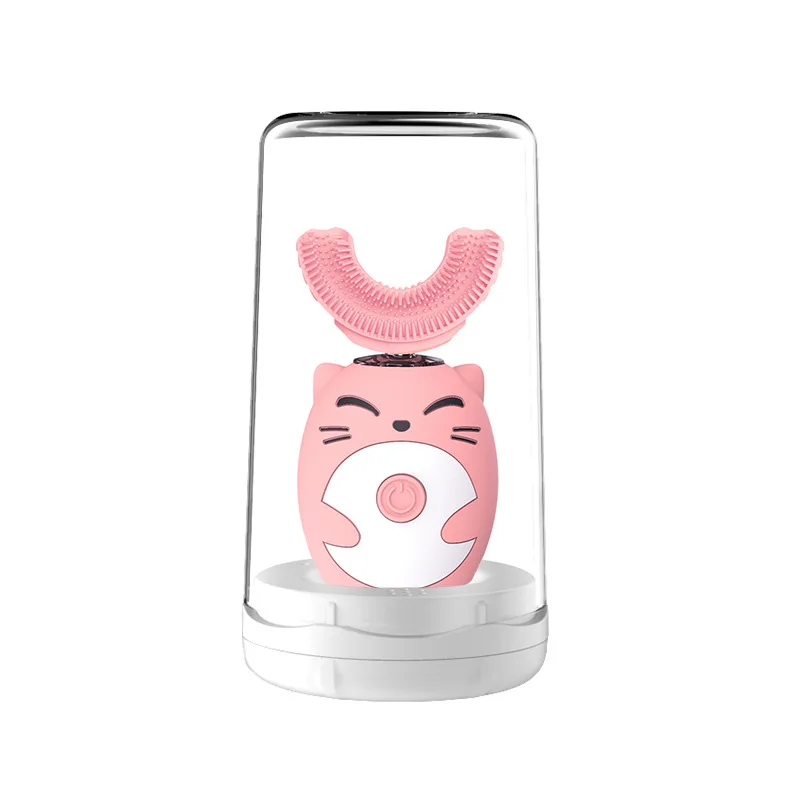 Cepillo de dientes eléctrico para niños, cepillo de dientes sónico inteligente en forma de U, Ultra sónico, 360 grados, blanqueamiento dental para niños, resistente al agua IPX7