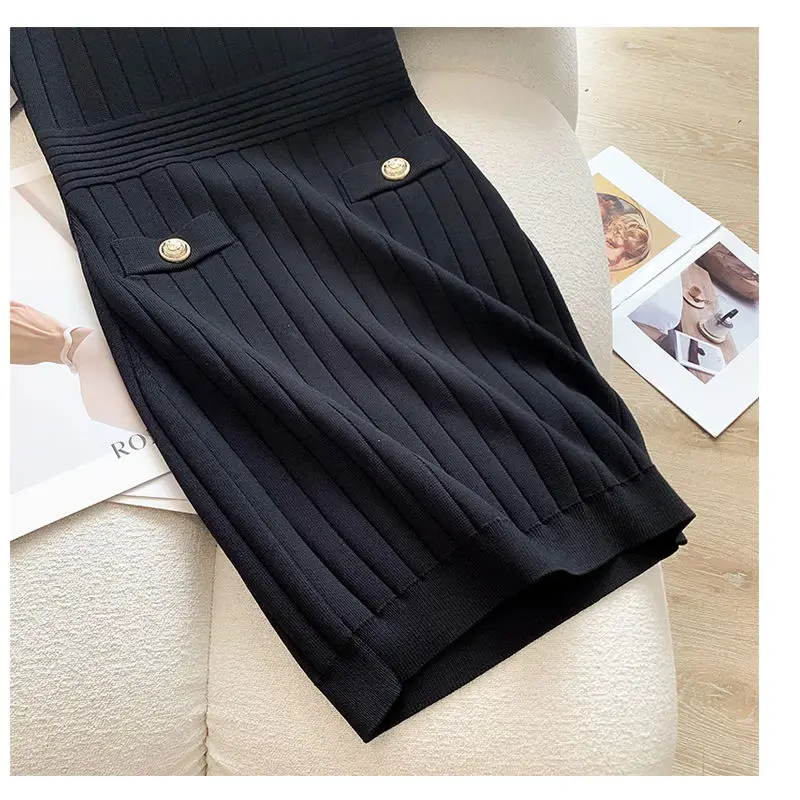 Damskie Sukienki Letnie Bez Rękawów Vintage Moda Cienka Dzianina Elegancka Wygodna Szykowna Sukienka Zapinana na Guziki