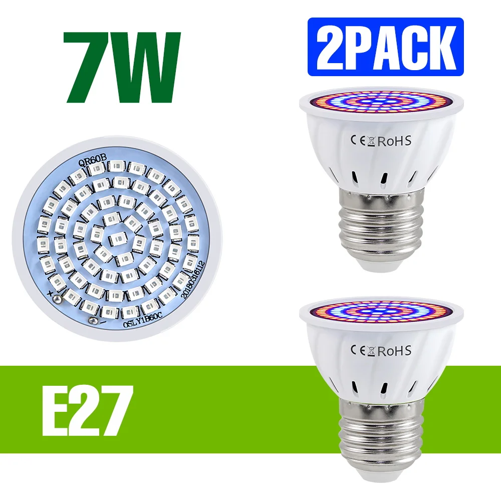 9W LED Volledige Spectrum Grow Lamp E27 Indoor Hydrocultuur Groei Doos E14 Succulente Zaailingen 220V Kas tent Teelt Verlichting