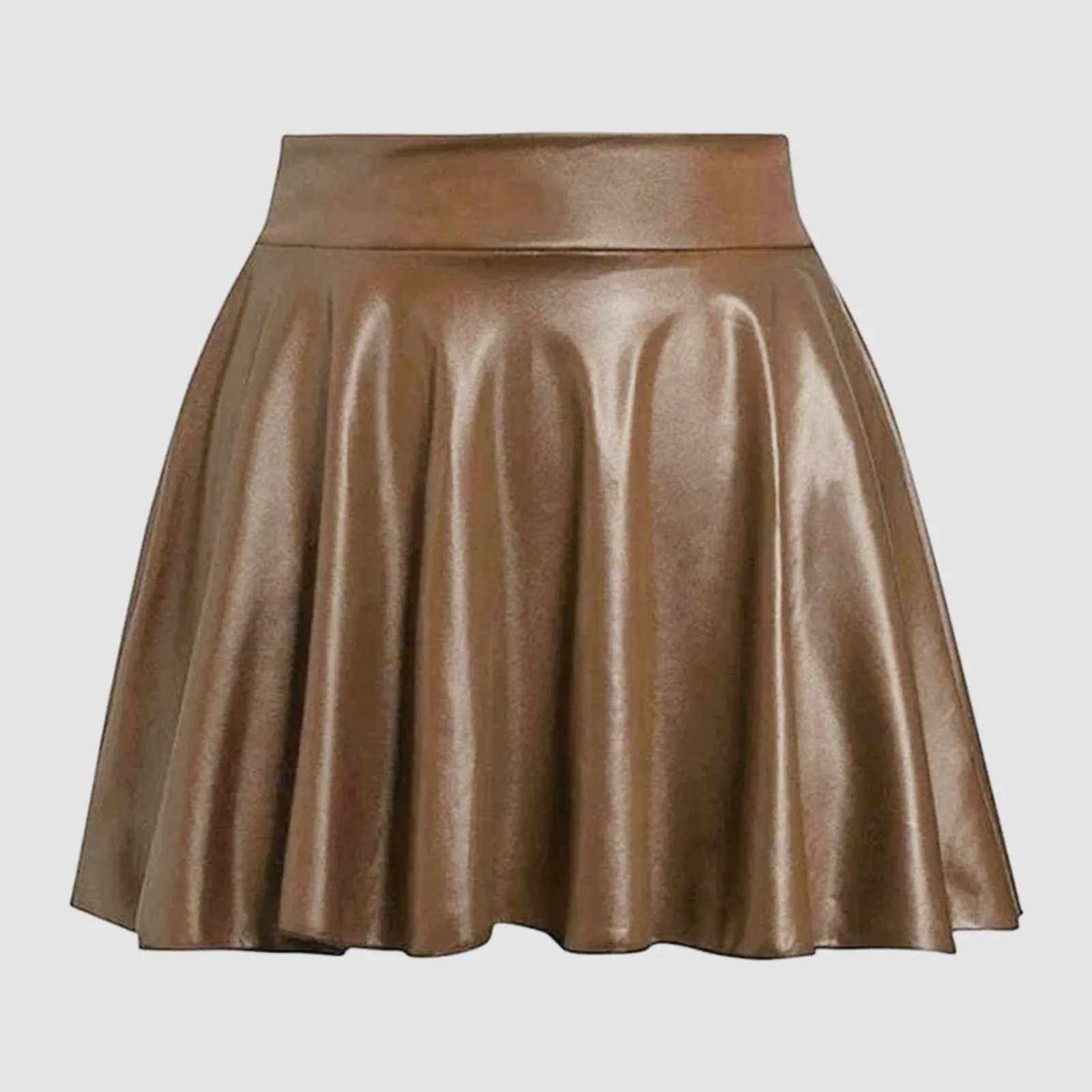 Sexy PU Leather Mini Skirts Women High Waist Vintage Pleated A Line Skirt Y2k Korean Summer Autumn Party Flared Club Faldas юбка