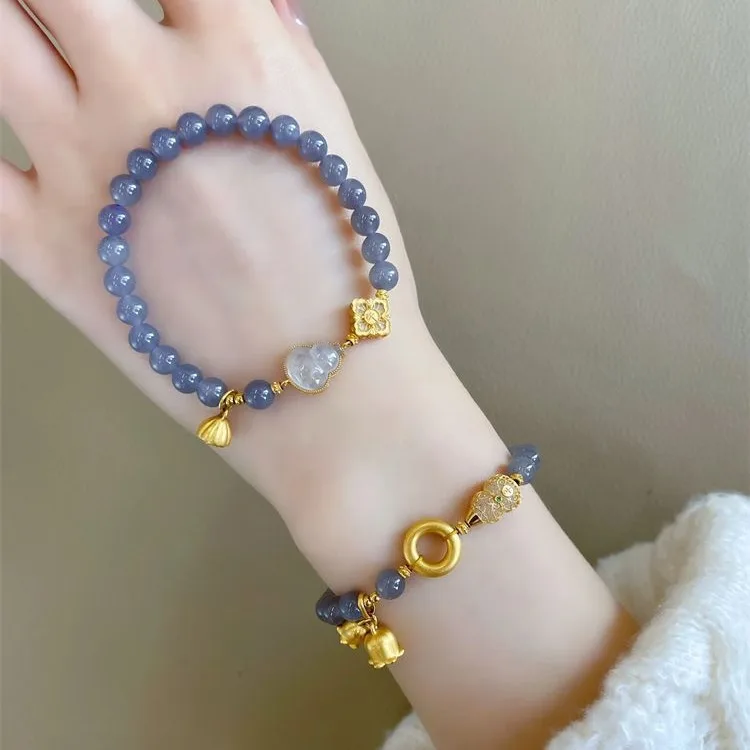 New Chinese Style Cigarette Purple Transfer Bead Bracelet Vintage Niche Design Retro Ethnic Auspicious Bracelet Accessories