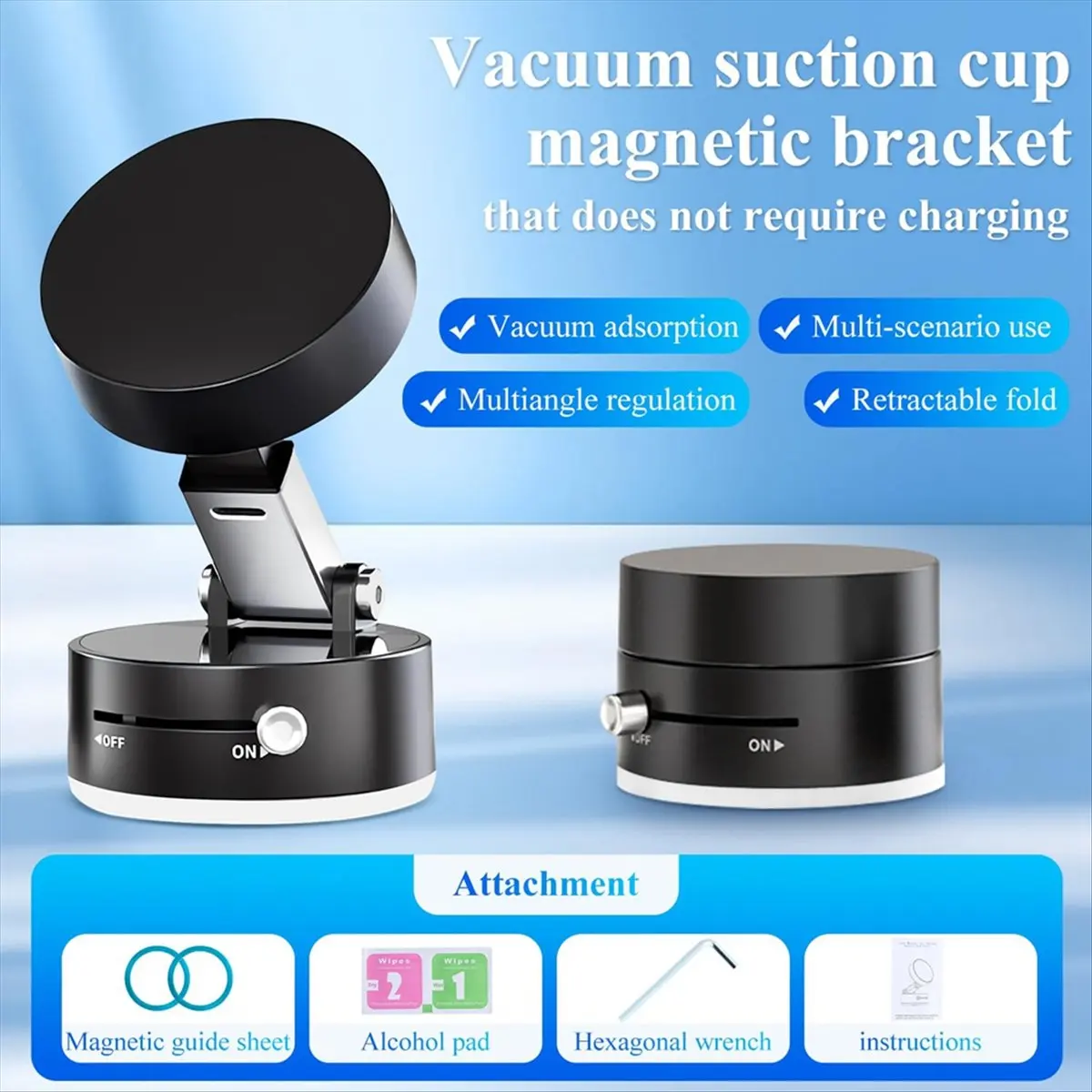 AAAE Vacuum Magnetic Suction Phone Holder, Magnetic Multifunctional Holder, Foldable and Retractable Magnetic Phone Holder A