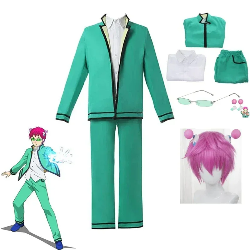 Anime Saimu Kuzuo Disaster Life K- Nan Role-playing Props Saiki Kusuo Wig Hairpin Glasses Uniform Top and Pants