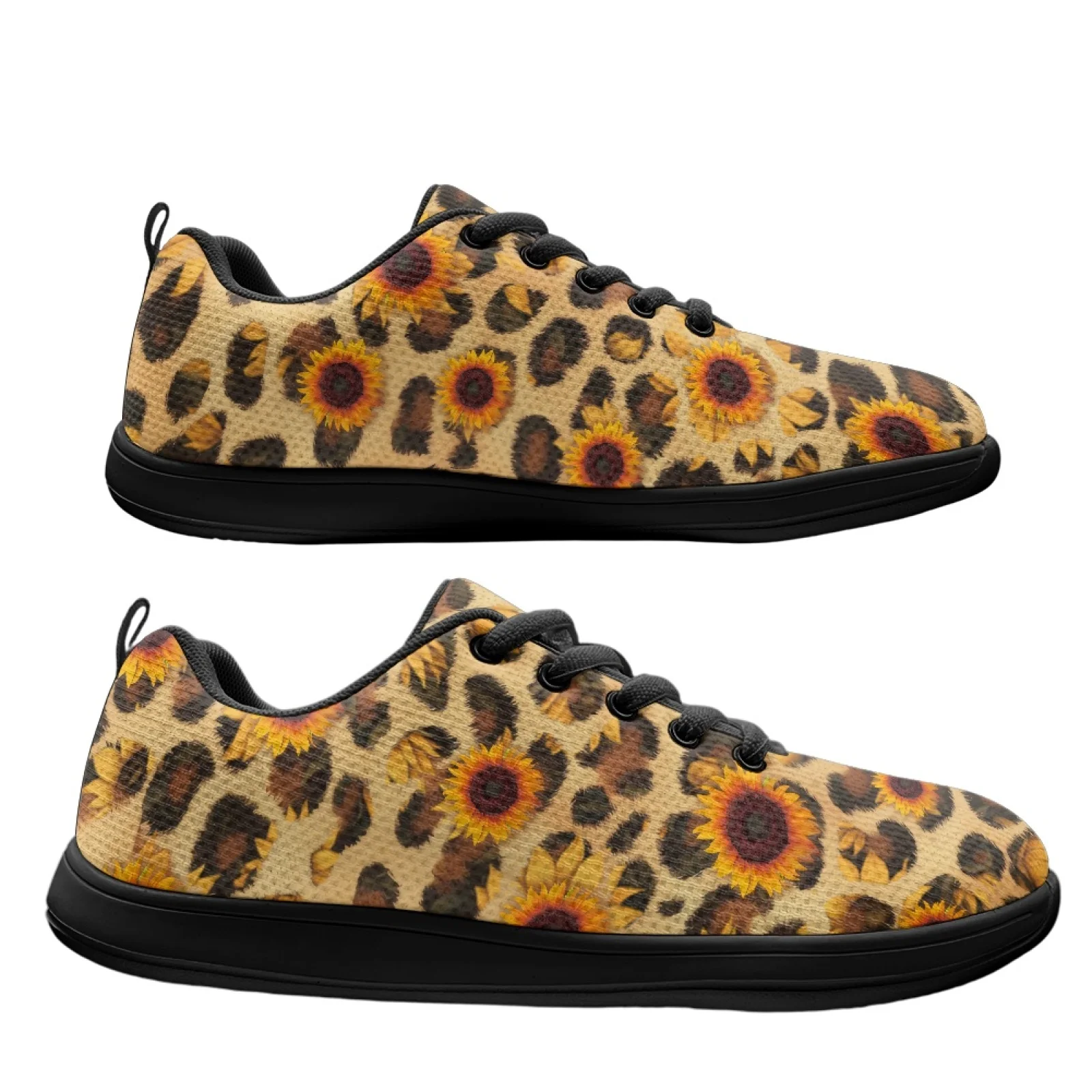 PENSTROLL Sunflower Leopard Breathable Summer Sport Shoes Running Shoes for Men Non-Slip Walking Shoes