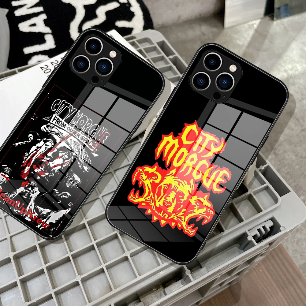 For Iphone 14 City Morgue Cerberus Phone Case Glass for IPhone 13 14 12 11Pro XR XS MAX 14 Plus SE Pro Design Glass Cover