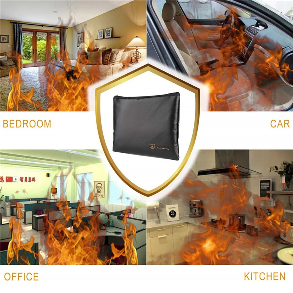 

Practical-Portable Fireproof Waterproof Document Envelope File Folder Cash Pouch Fireproof Money Bag Lipo Safe Bag