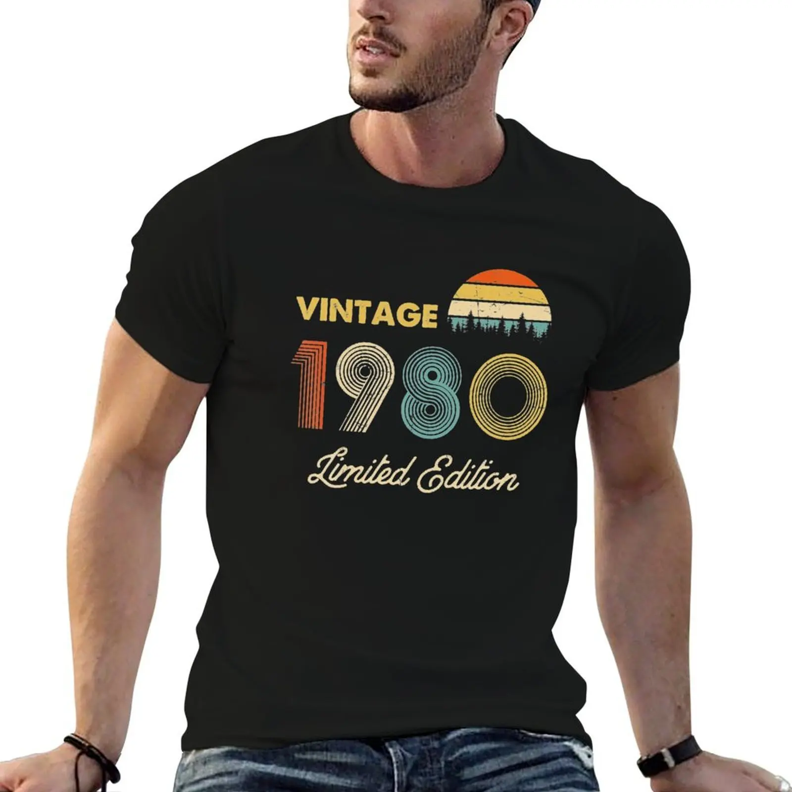 Vintage 1980 Limited Edition 40th Birthday T-Shirt Big and Tall Solid Color T-Shirt