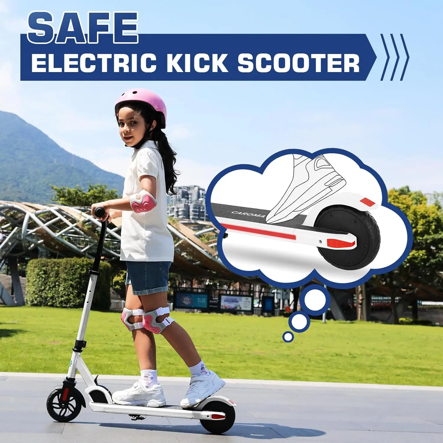 Kids Electric Scooter for Ages 6-14,150W Motor,4 Adjustable Height&Speed,LED Display&Colorful Lights,Best Gifts for Girls&Boys