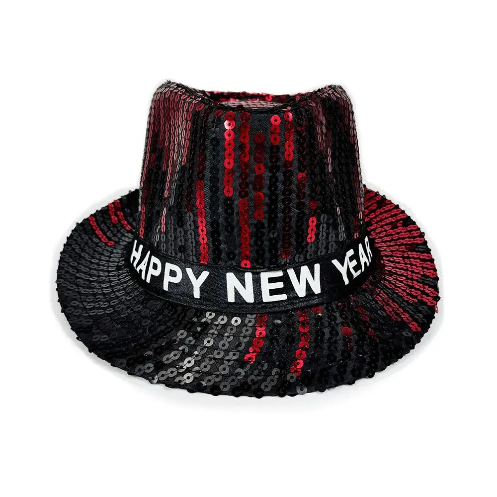 New Colorful Jazz Hat Happy New Year Shining Strip Bucket Cap Creative Decorative Hat Party Supplies