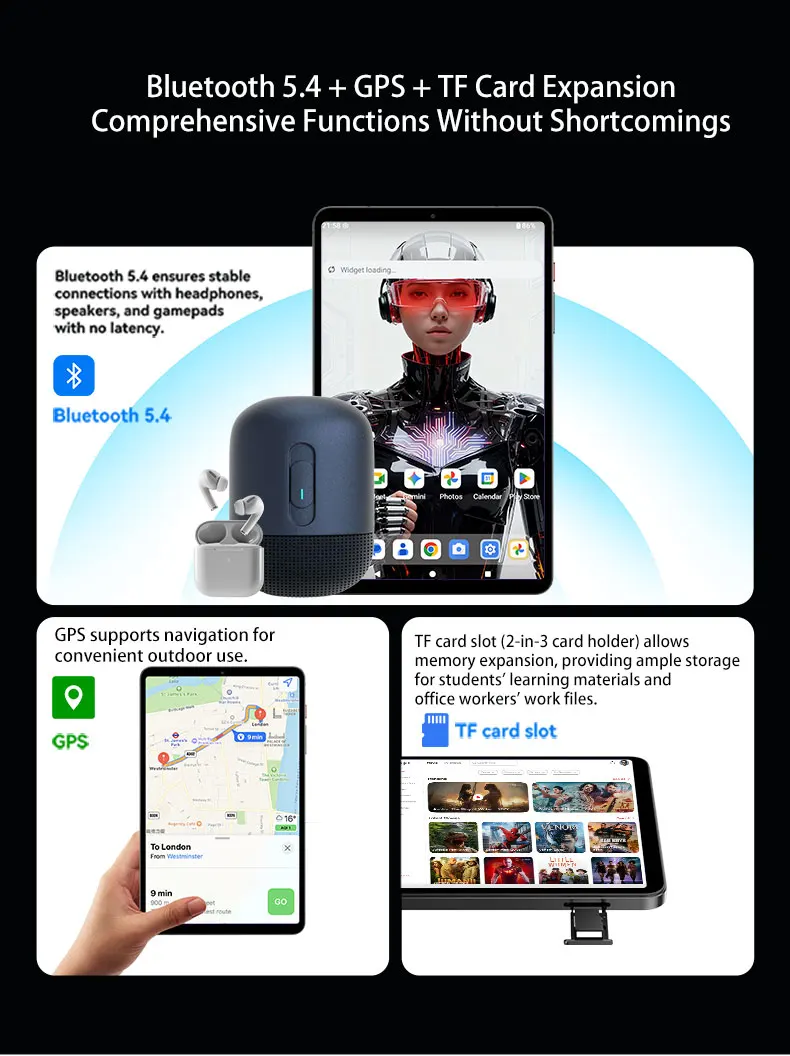 BNCF Bpad T1 Tablet Unisoc T7300 Processor 8.4 Inch Kids Mini Android 16 Gaming Tablet E-Reader With SIM Card Slot 4G LTE Call