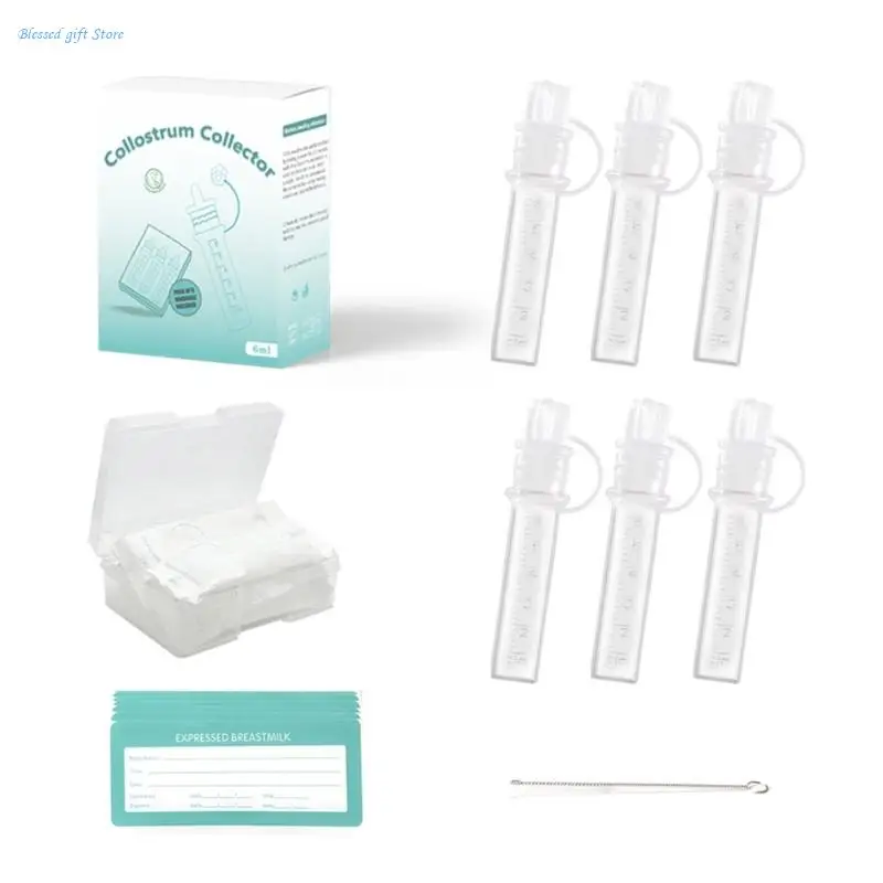 6PCS Colostrum Collector Breast Feeding Milk Collection Tube Postpartum Feeder