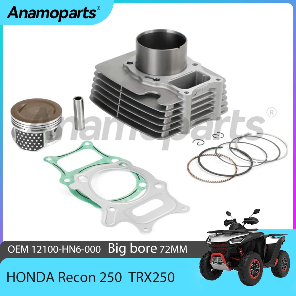 Motoer cylinder piston gasket  Rebuild parts kit for 01-23 Honda Recon Sportrax250  TRX250 ATV expansion Bore 72mm 12100-HN6-000