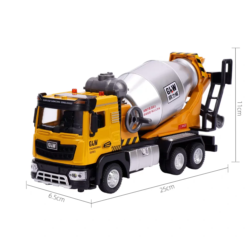 1:40 شاحنة خلط سبيكة دييكاست نموذج الهندسة البناء لعب المركبات ضوء الصوت التراجع جمع لعب للأطفال