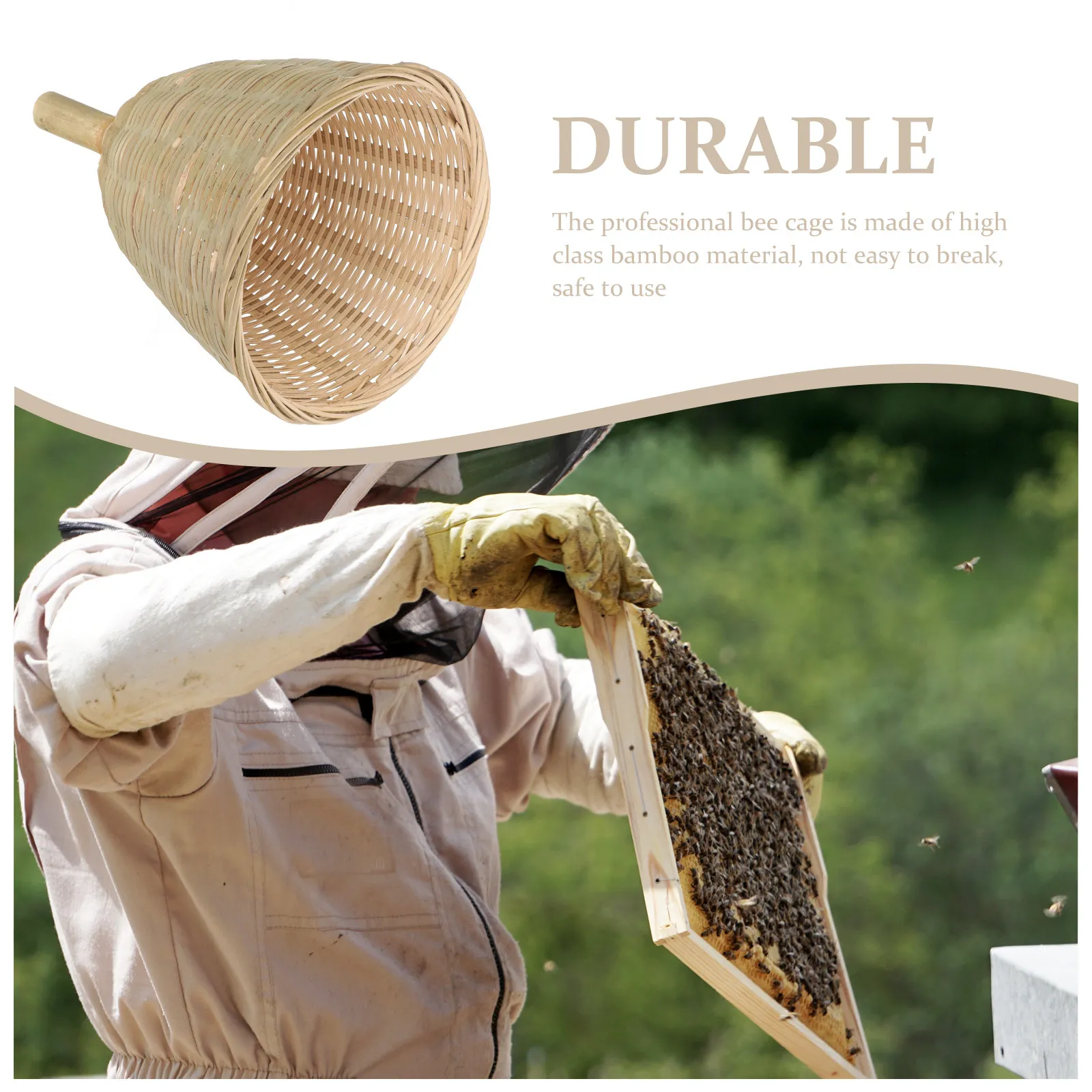 Bamboo Woven Bee Catching Cage Safe Bee Trap Swarms Catcher Handy Beekeeping Collector Tool Basket Swarms Swarming Catcher