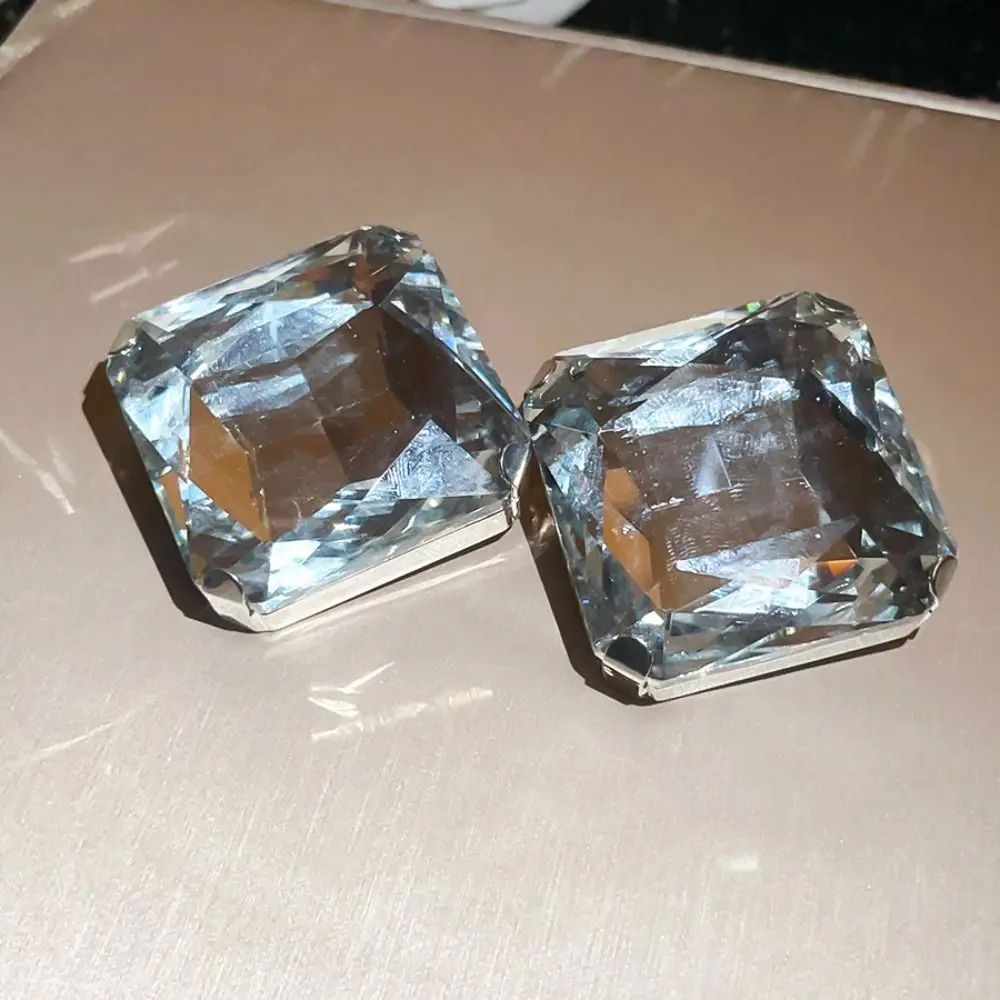 Square Shape Square Rhinestone Earrings Rhinestone Crystal Exaggerated Giant Crystal Earrings Large Size Jewelry Accessories